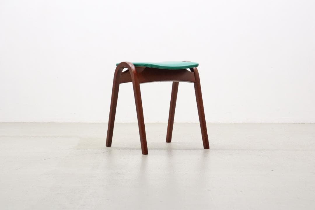 秋田木工 剣持勇 ビーチ材 スタッキングスツール No.202 レトロ 緑