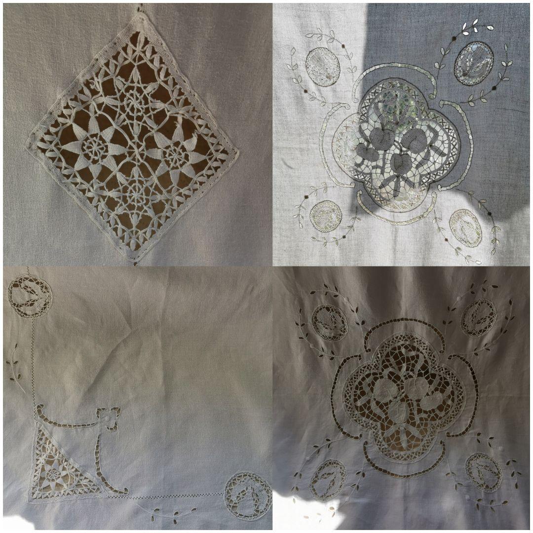 ご参照追加画像☘アンティーク フルーツボビンレース 刺繍ニードルワーク大判クロス