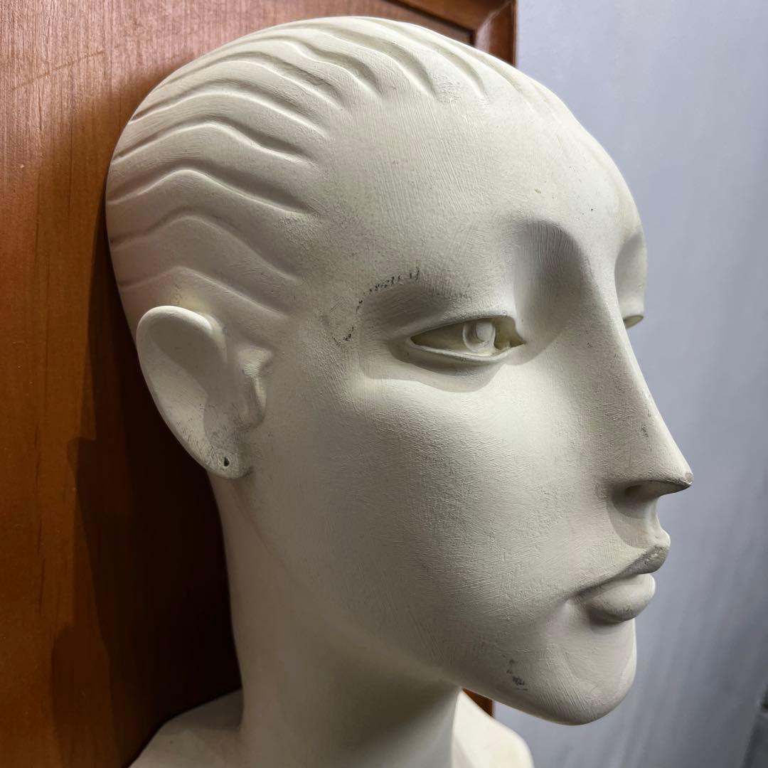 M02755 石膏アート　オブジェ　額付き　骨董品　インテリア　置き物