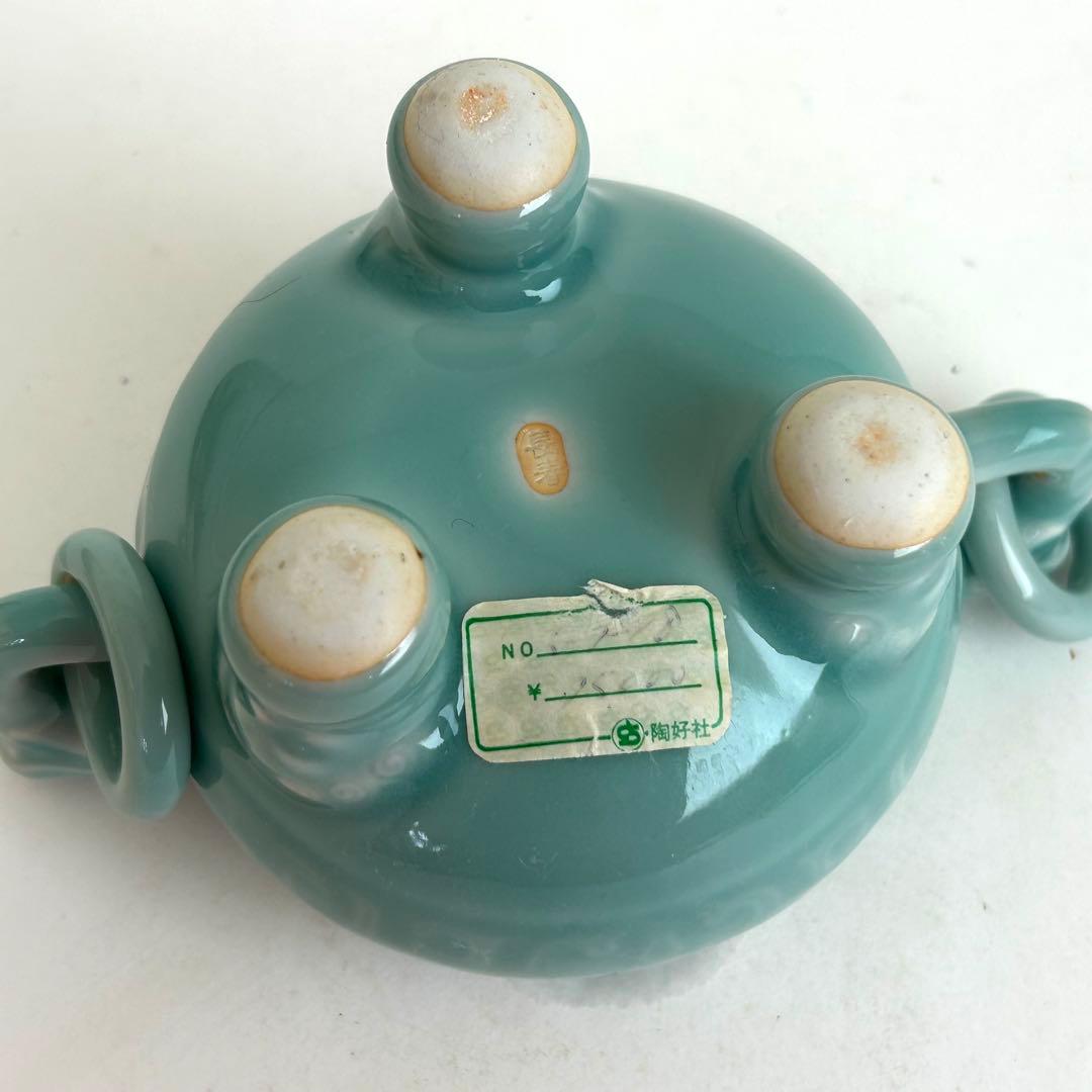 鍋島 小笠原長春 青磁 環付香炉 三足香炉 唐草模様 獅子 桐箱入り