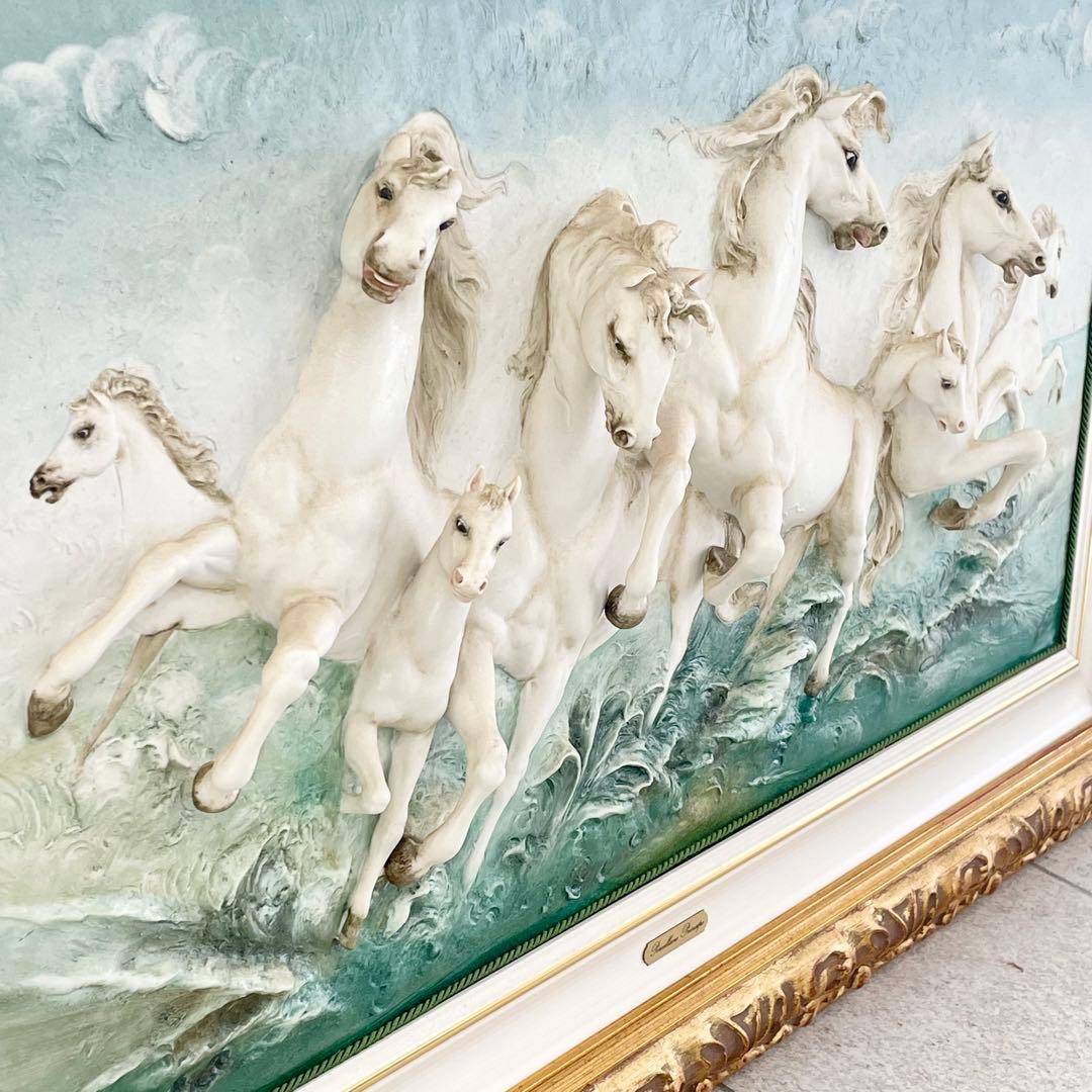 イタリア porcellane PRINCIPE プリンシペ 陶額 白馬 高級