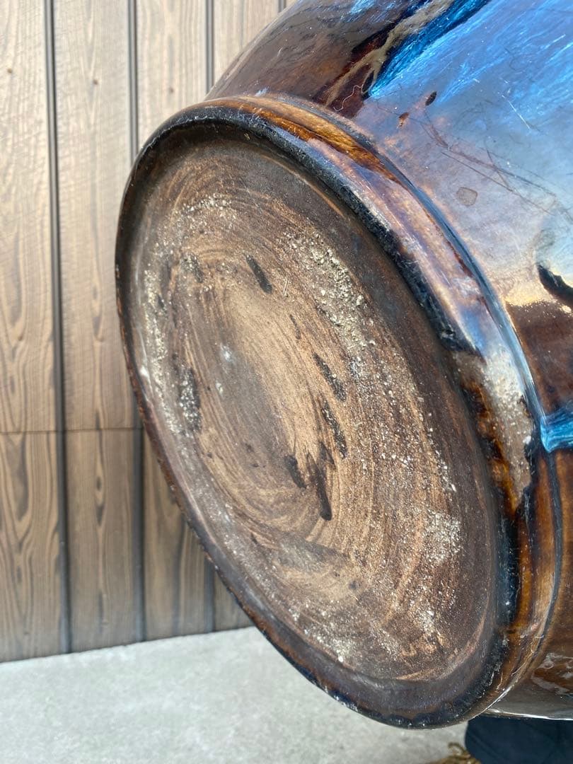 八角形　火鉢　金魚鉢　メダカ鉢　水鉢　　金魚鉢　睡蓮鉢　骨董　青茶