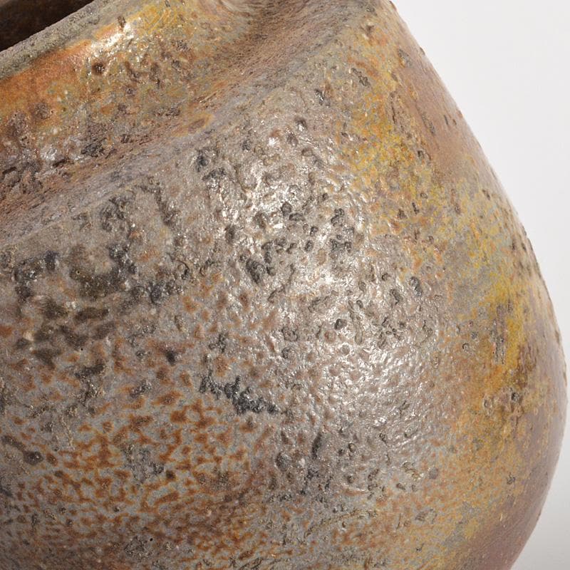 備前焼　金重利陶苑　金重利右衛門　陶弘造　茶入　仕覆付　共箱　V　6595