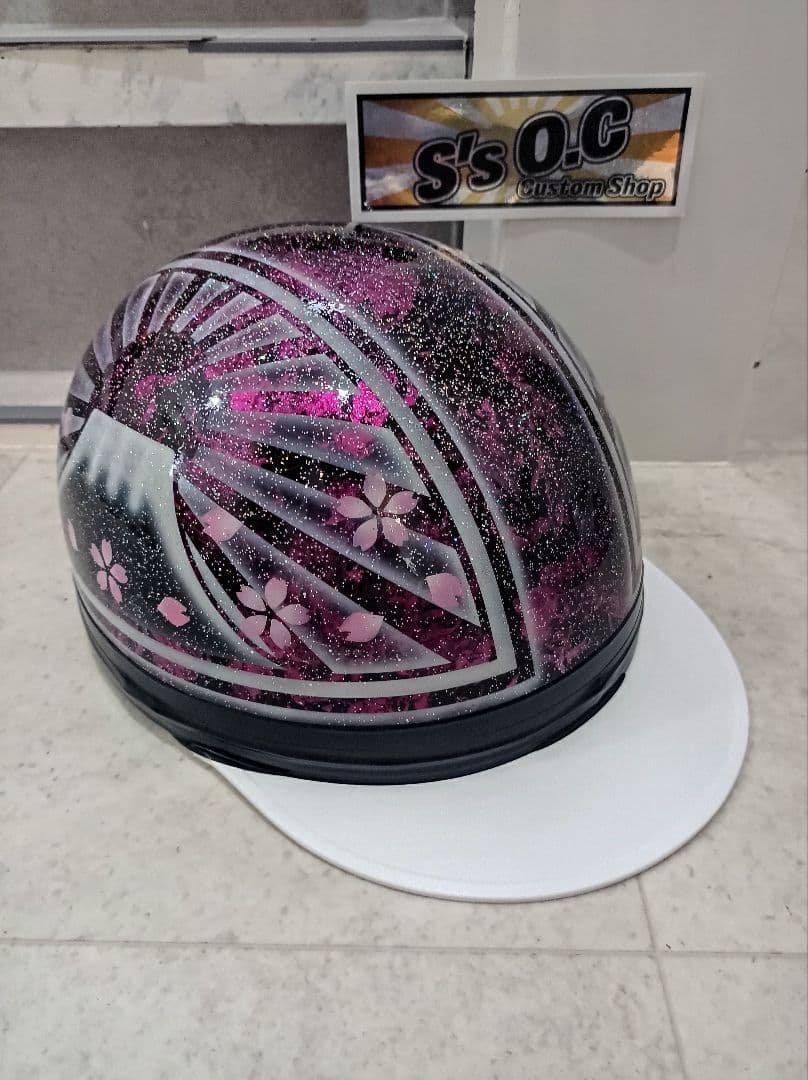 カスタムコルク半　Candyピンクラップ✘白富士日章　七色ラメ