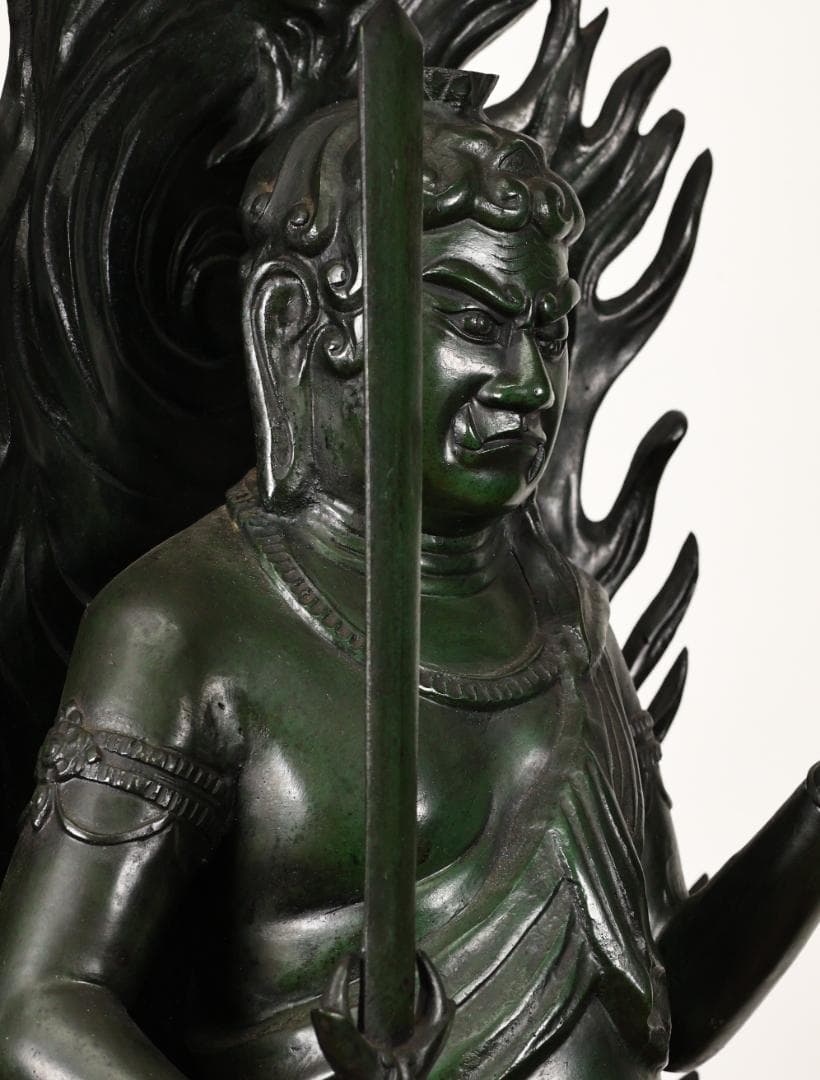 本物保証　般若純一郎 作　「 不動明王立像 」 ブロンズ　高98㎝　重27.5㎏