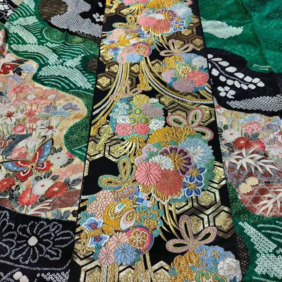 振袖フルセット(7点)・成人式・絞り・鹿の子 ・金彩・古典・熨斗