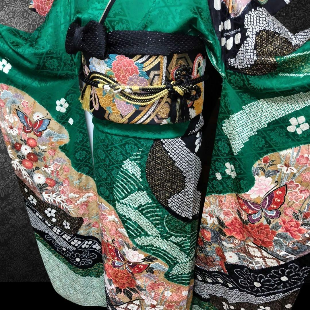 振袖フルセット(7点)・成人式・絞り・鹿の子 ・金彩・古典・熨斗