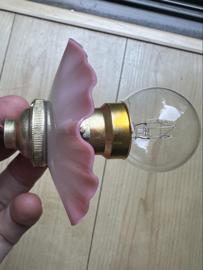 ひーこページになります＊ オパリンローズの小さな可愛らしいアトリエランプ＊