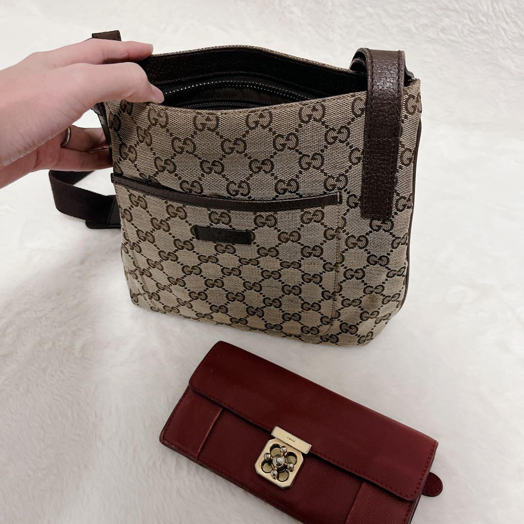 GUCCI GG柄キャンバス ショルダーバッグ ベージュ 122793