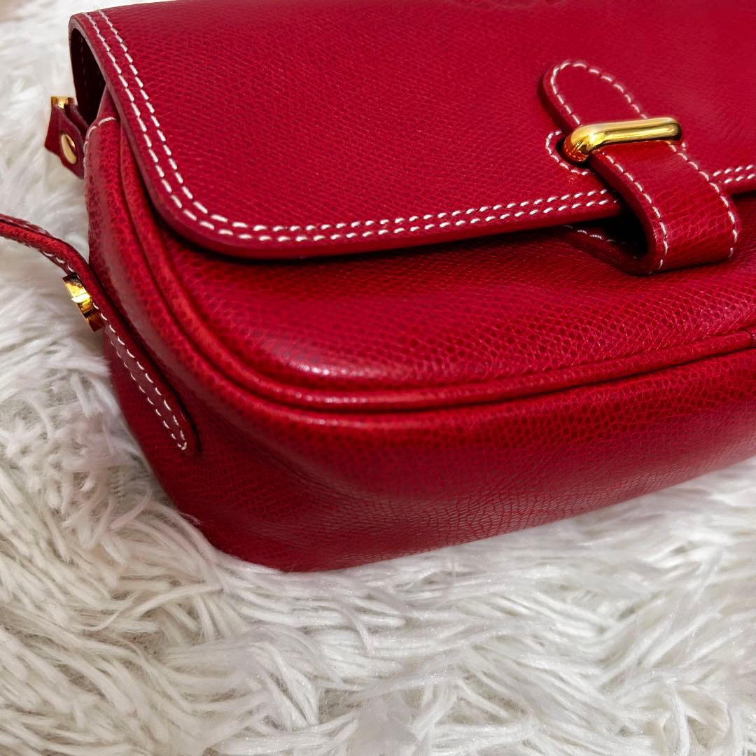 外観美品 LOEWE レザー　レッド　アナグラム　ショルダーバックロスボディ