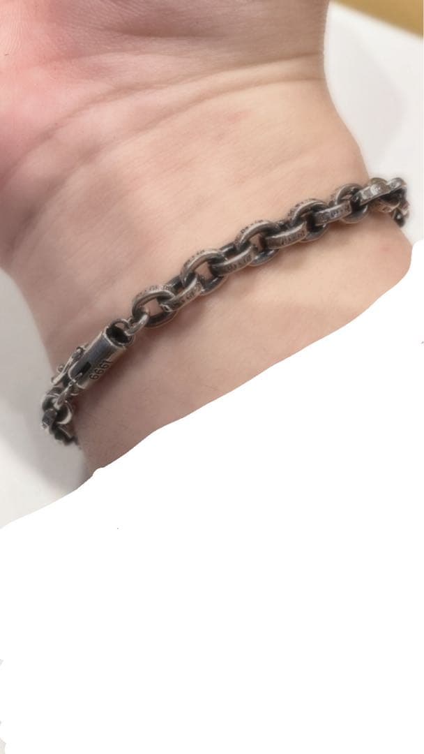 クロムハーツ　ペーパーチェーン シルバーブレスレット　メンズ7インチ