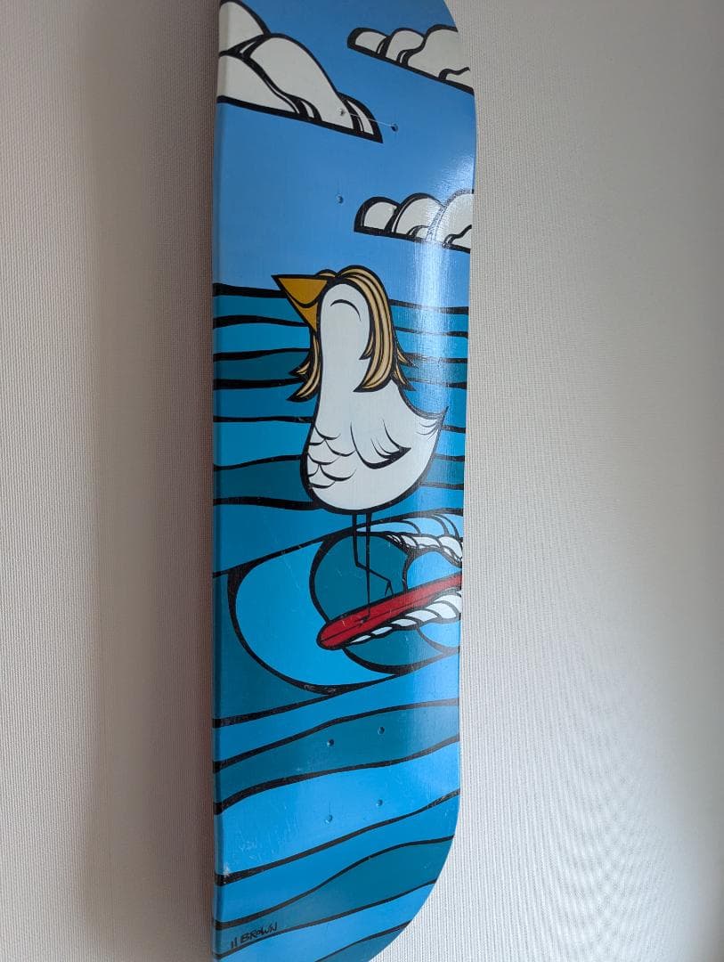 【&T】ヘザーブラウン　原画　スケートボード　波乗りバードと波と花セット