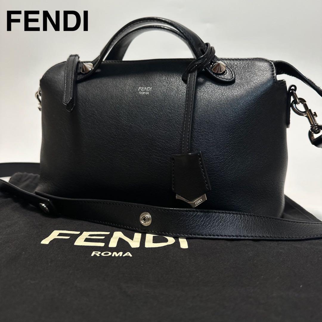 u77【極美品】保存袋付　フェンディ　バイザウェイ　ミディアム 黒　2way.