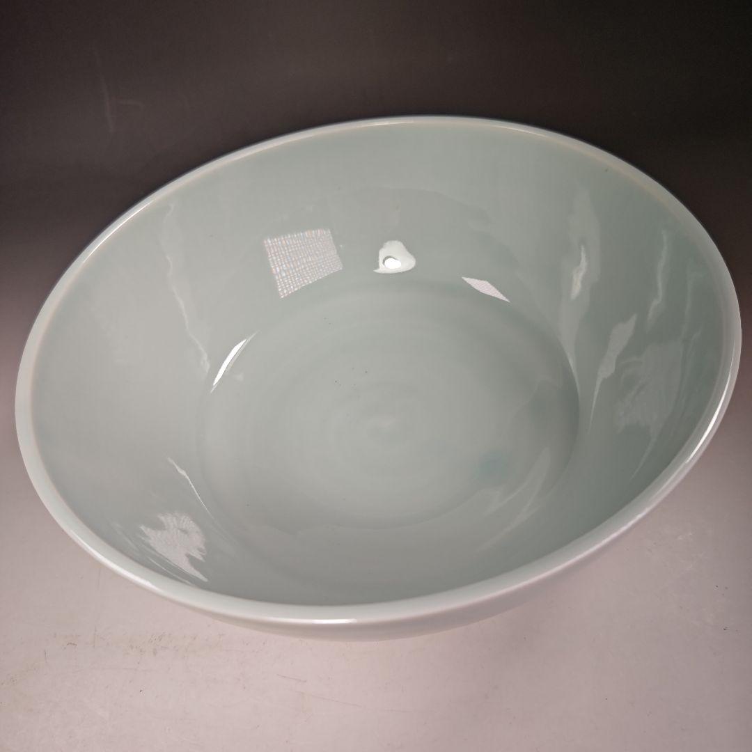 イ649 水指『林耕造』『青白磁　桐彫紋平水指　共箱』茶道具