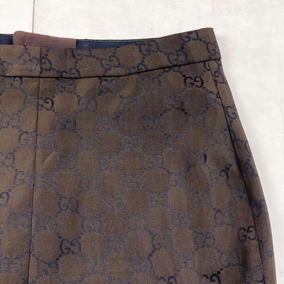 極美品 GUCCI GG柄 モノグラム スカート フロントポケット 40 L