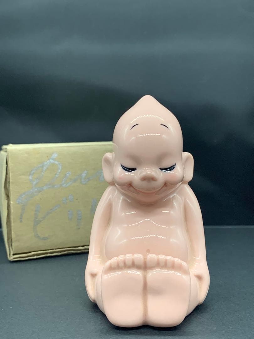 内藤ルネ　ビリケン　サイン入り箱　陶器