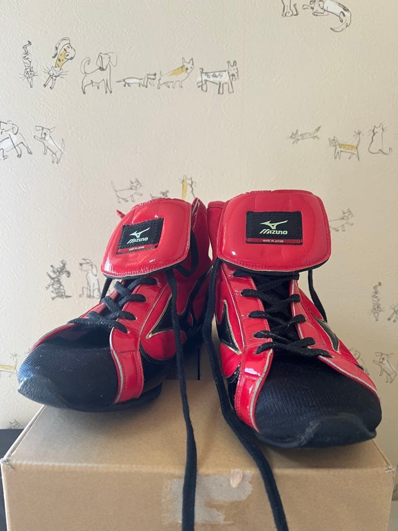 【Mizuno】ボクシングシューズ レッド ハイカット オーダーモデル 希少