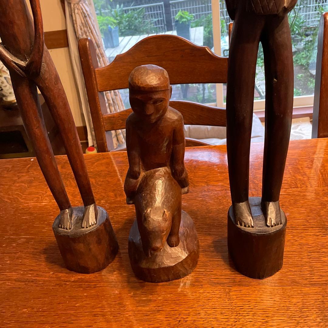 アフリカンスタイル 木製彫刻セット