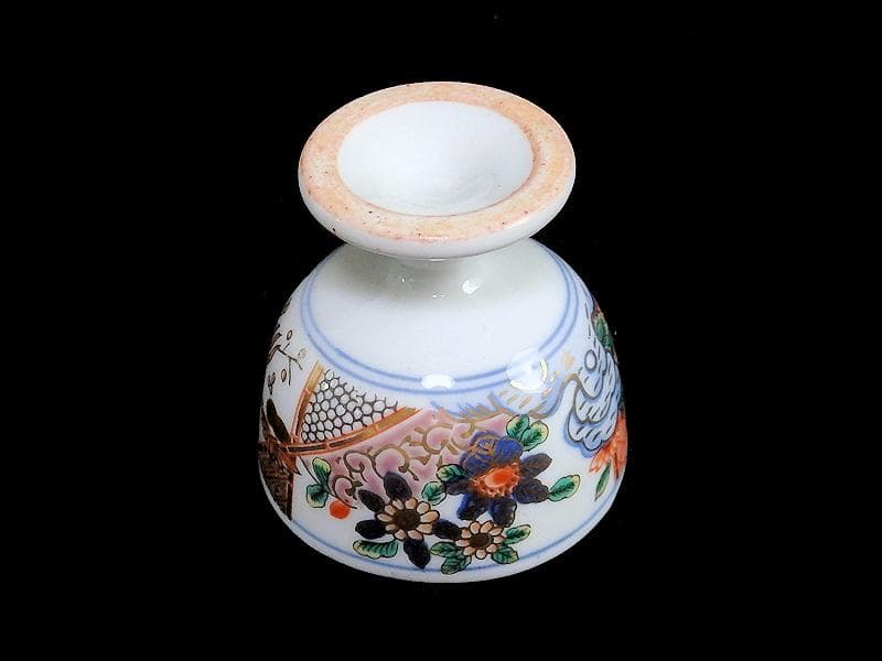 古伊万里　金襴手　花鳥紋に丁子の図　馬上盃　猪口　食前酒D060AS- CBm