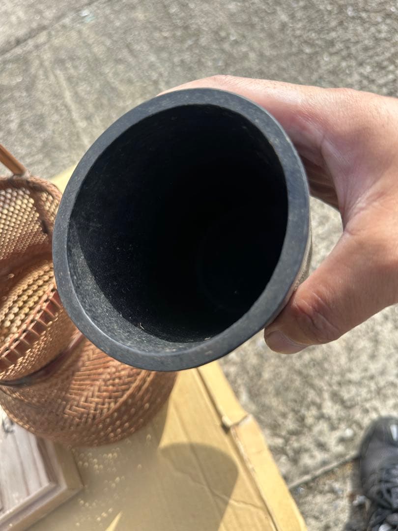 金*読様 八木澤啓造 夕顔」/柾割投入花籠/竹編手付花籠/共箱 落とし 共布