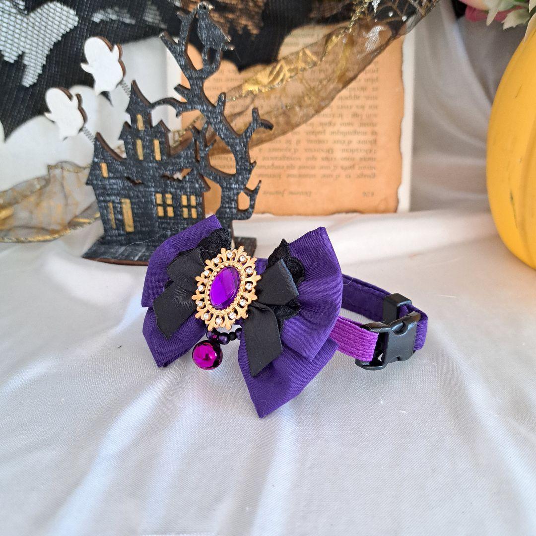 ハロウィン、ゴスロリタイプ(パープル)わんちゃん猫ちゃん用首輪