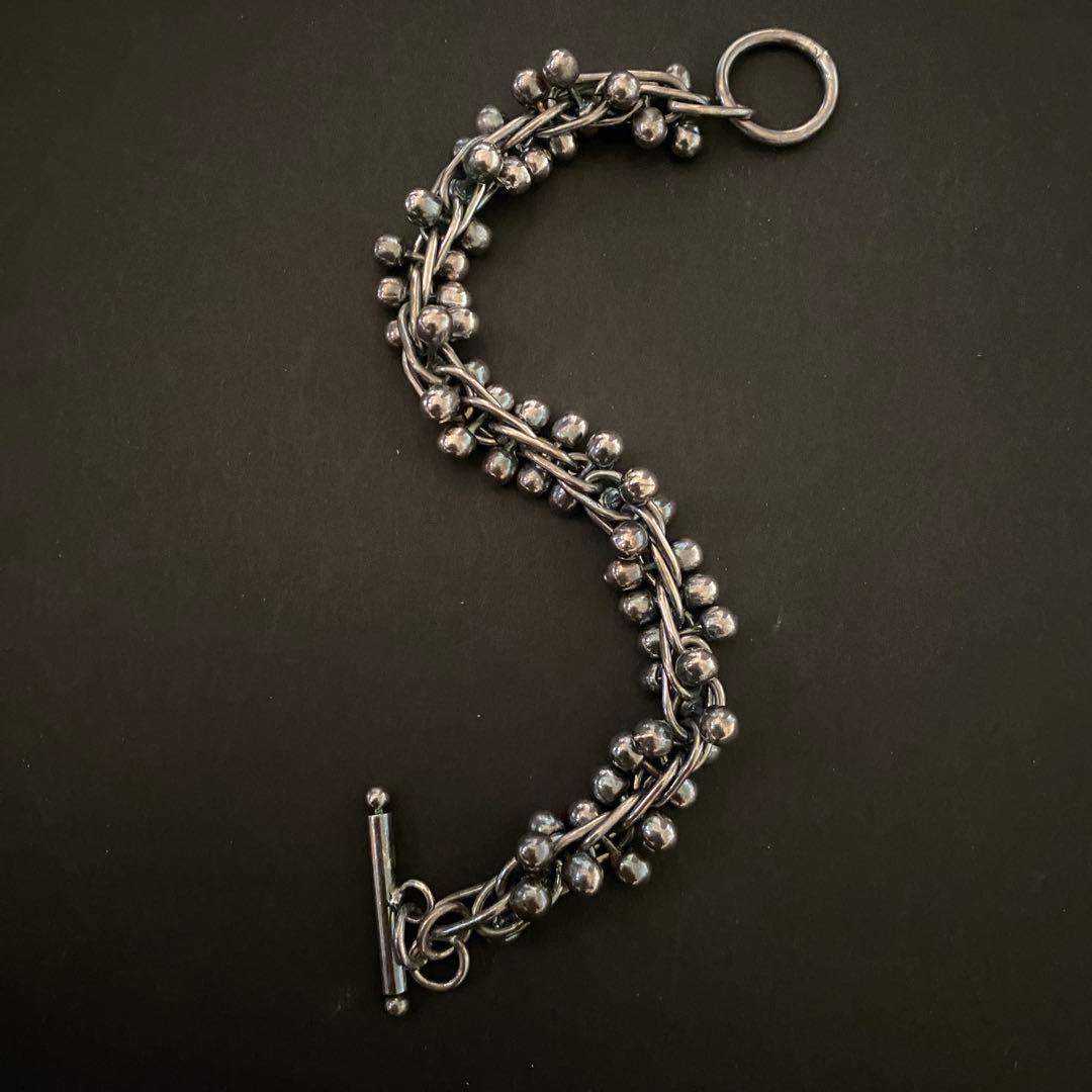 Vintage メキシコ シルバー パール DNA リンク ブレスレット