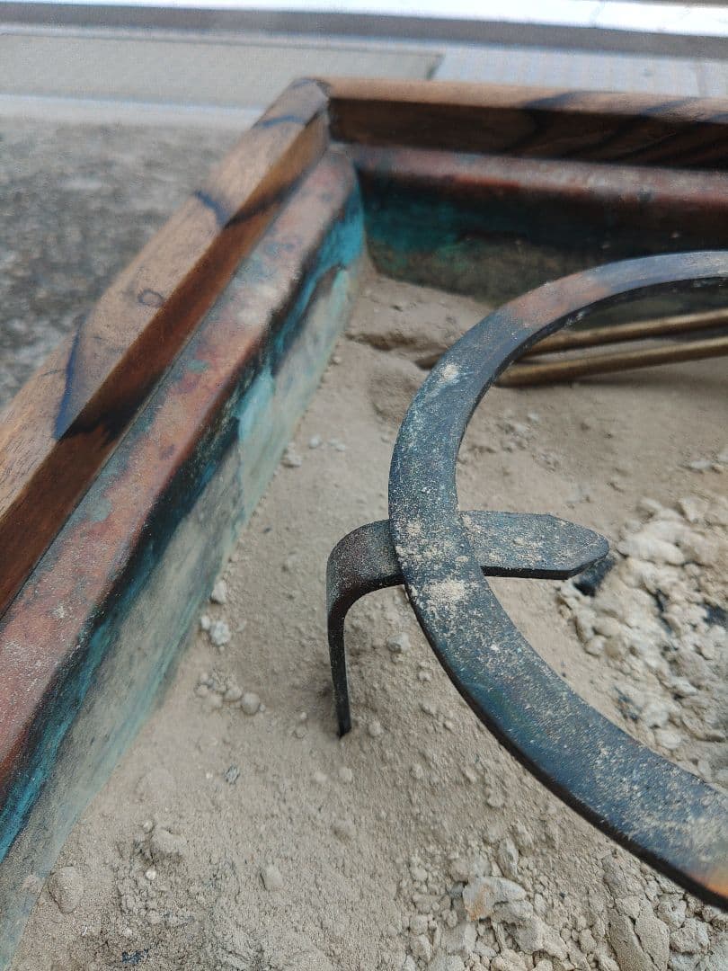 木製 火鉢 四角形 ・火箸付き　黒柿