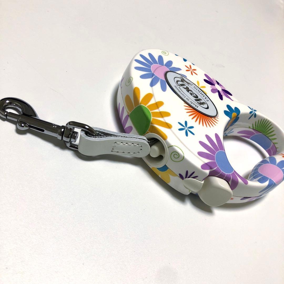 希少 flexi フレキシリード 3mリード 花柄 犬 ペット ホワイト S