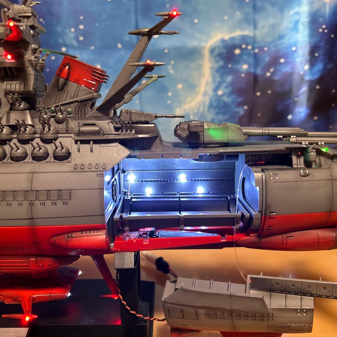 宇宙戦艦ヤマト　1/500フル電飾、墨入れ、つや消し塗装、完成品