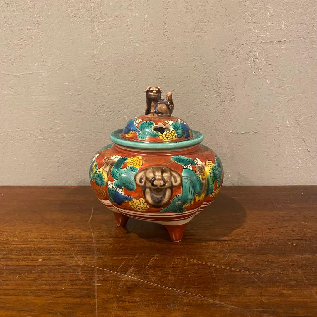 九谷焼き 九谷木米 香炉 狛犬 コレクション 骨董品 赤絵 呉須