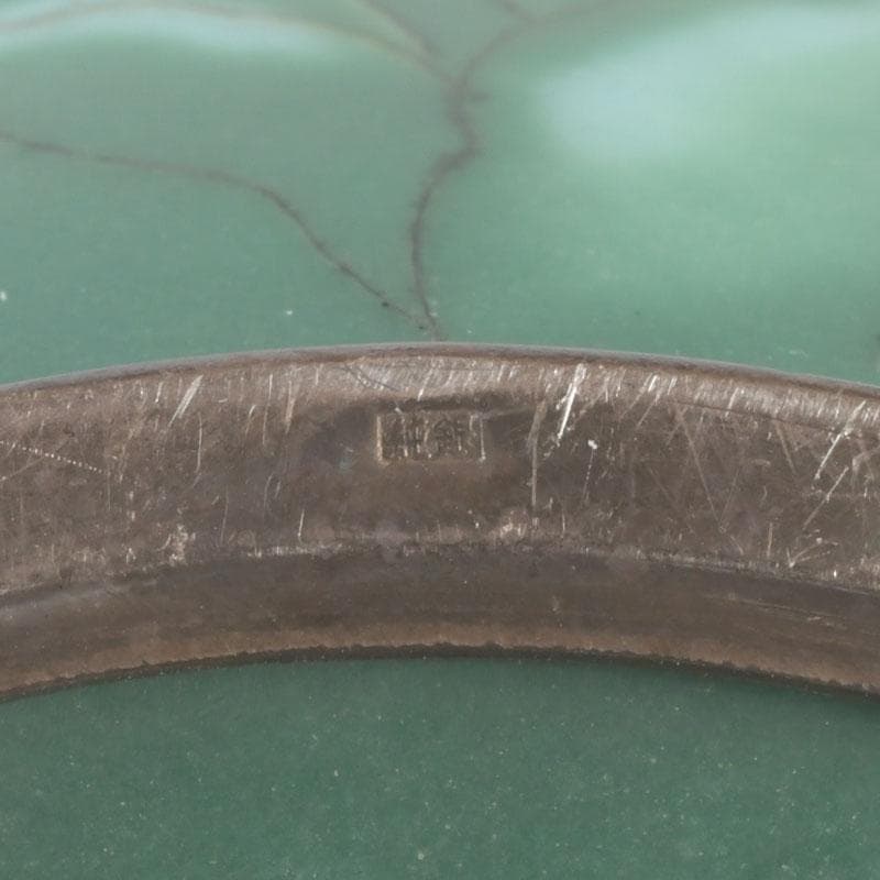 七宝焼　安藤七宝店　純銀刻印　緑釉　花文　花瓶　V　9659