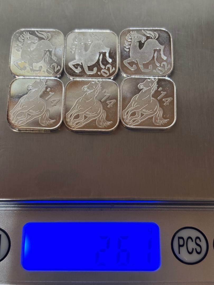 ご*ぎ様 造幣局　馬のデザイン 純銀メダル　6枚セット　シルバー