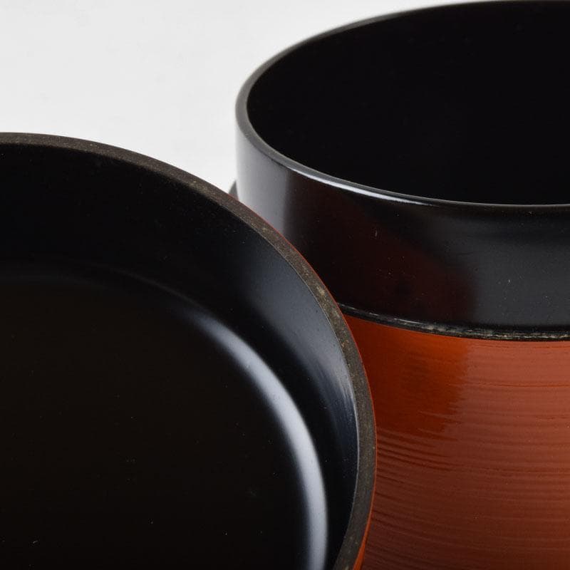 茶道具　山中塗　道場宗廣作　朱刷毛目　梅月蒔絵　大棗　共箱　V　9038