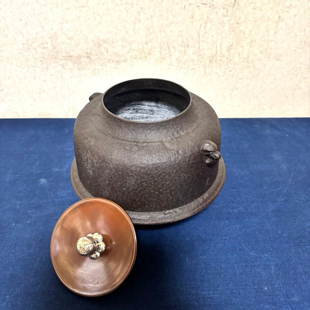 銀摘み 風炉 茶釜 電熱器 唐銅朝鮮風炉釜 野々田製電熱器 敷板 茶道具