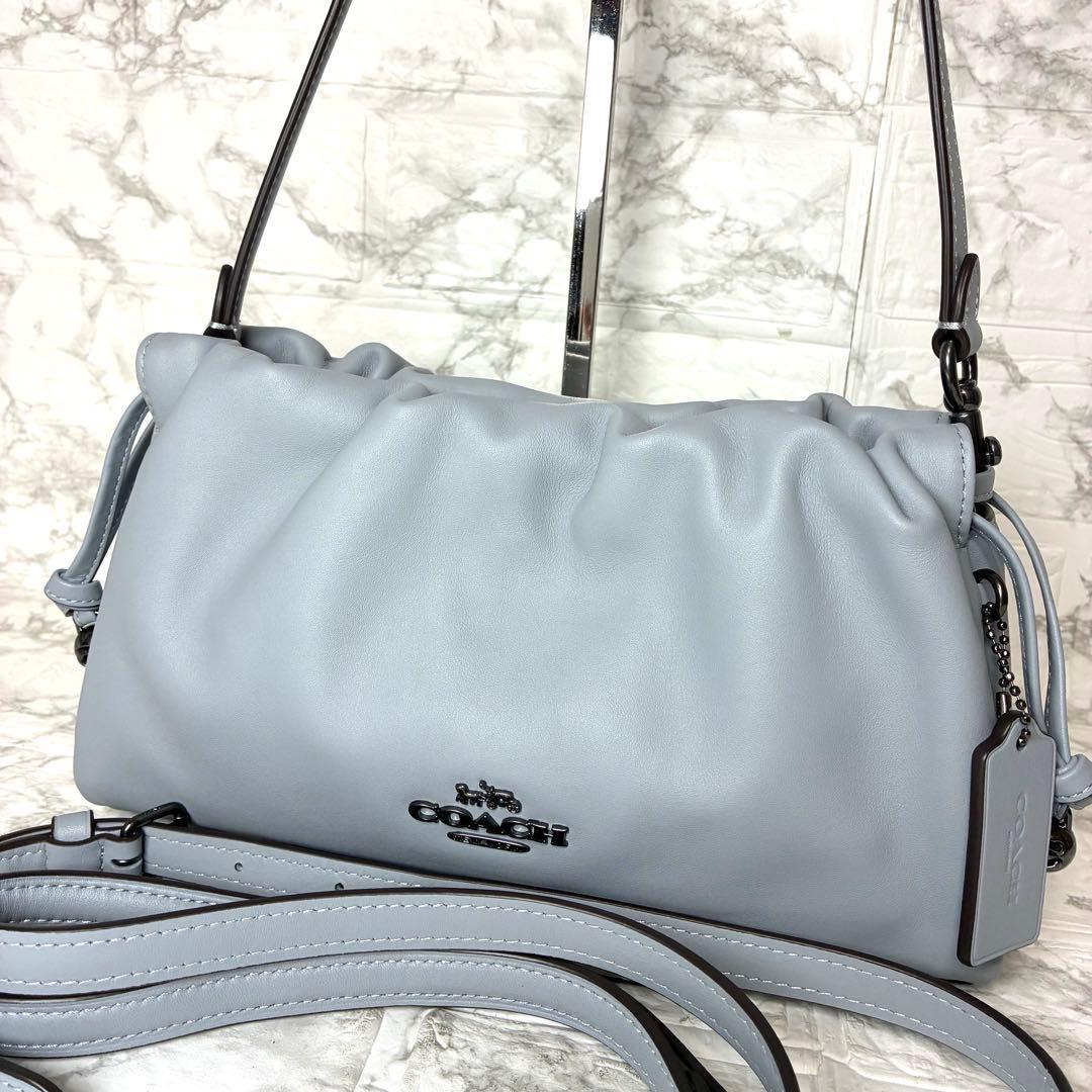【極美品】COACH フェイ　ドローストリングバッグ　2way ブルー　グレー
