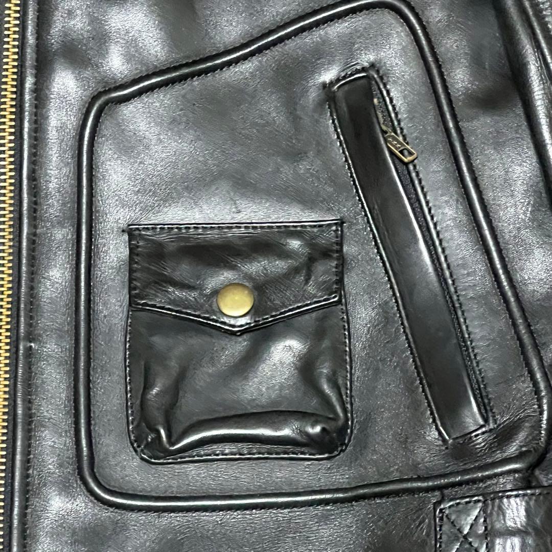 【希少サイズLL】 ライダースジャケット シングルライダース　牛革　NANKAI