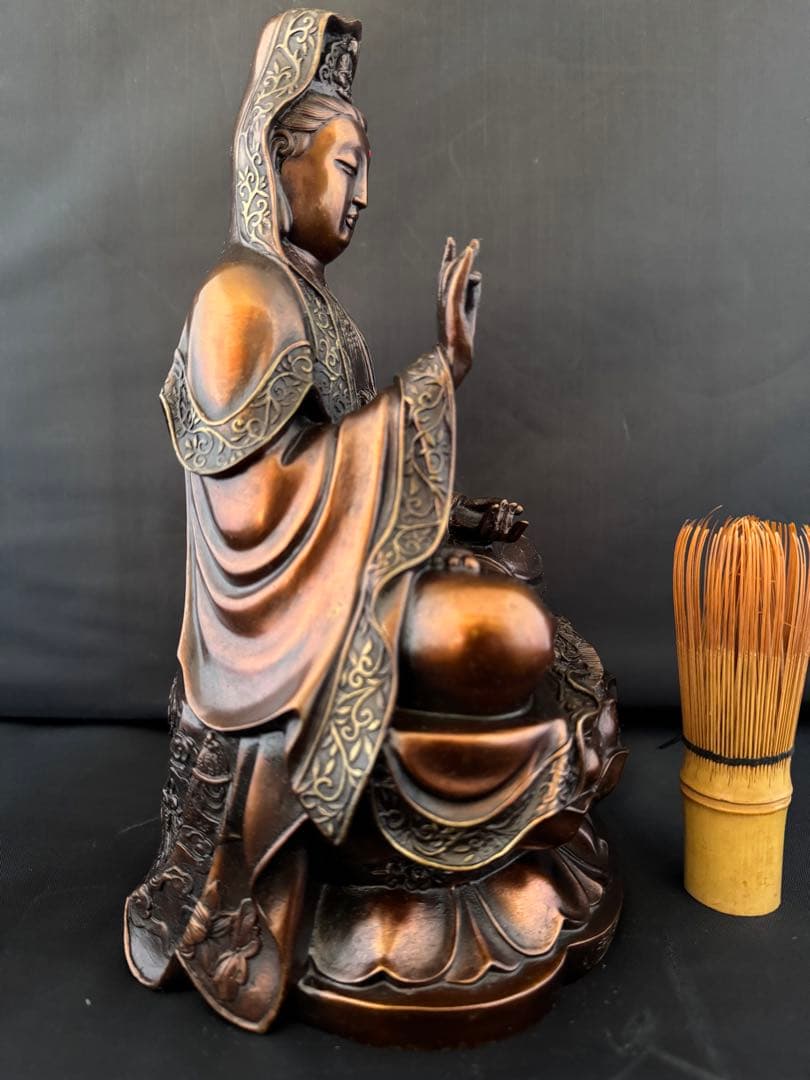 観音 菩薩 銅製 仏像 彫刻 置物 開運 風水 骨董　インテリア　アンティーク