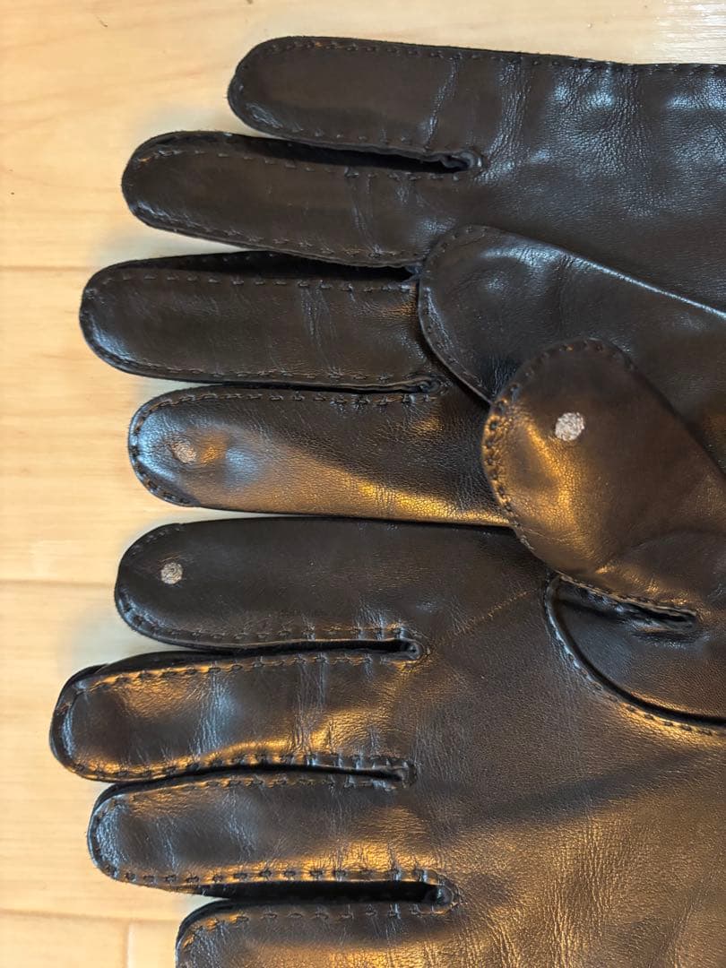 【美品】 Hermès エルメス ラムスキン レザーグローブ ブラックメンズ 8