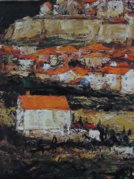 浮田克躬、【コルシカの港町】、希少な額装用画集より、新品額装付、状態良好