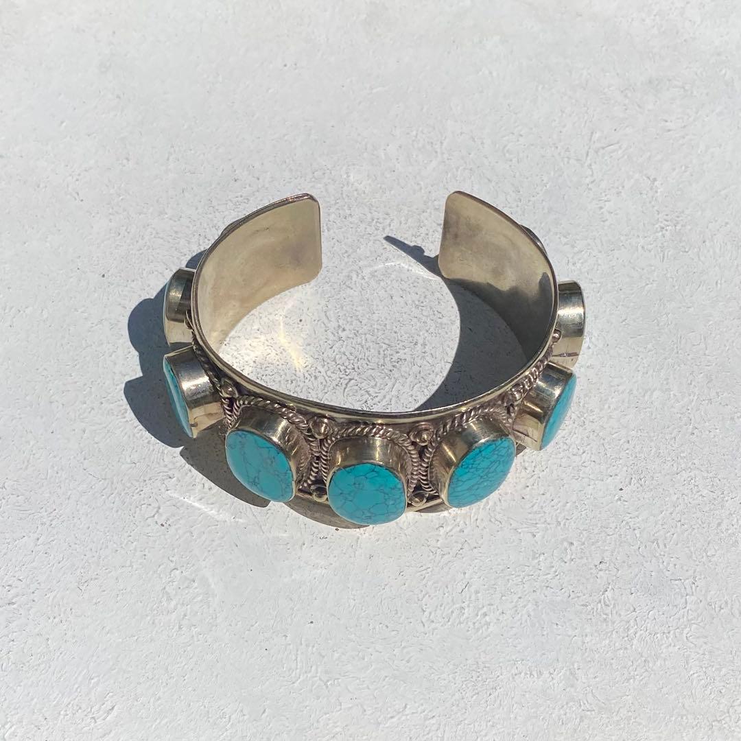 のぶ　ターコイズストーン シルバーバングル　VINTAGE silver