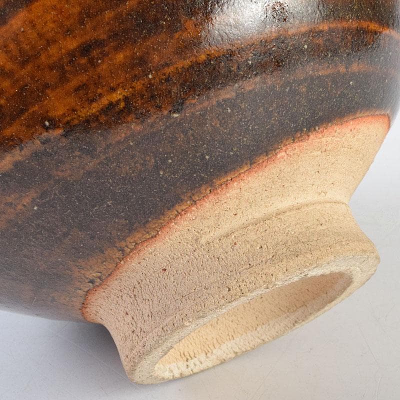 茶道具　河井寛次郎作　鉄薬碗　茶碗　仕覆付　共布共箱　M　R9197