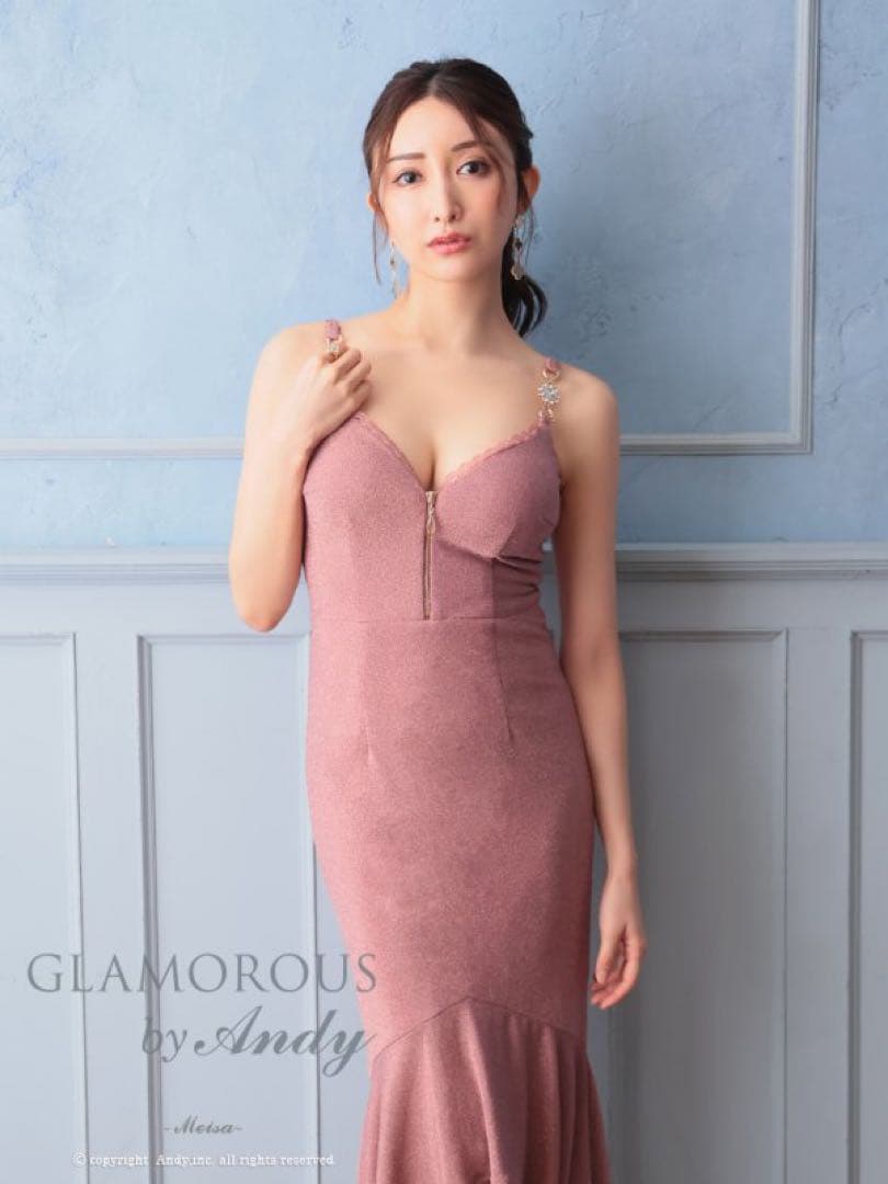 【Andy GLAMOROUS】ラメ ピンク キャバドレス