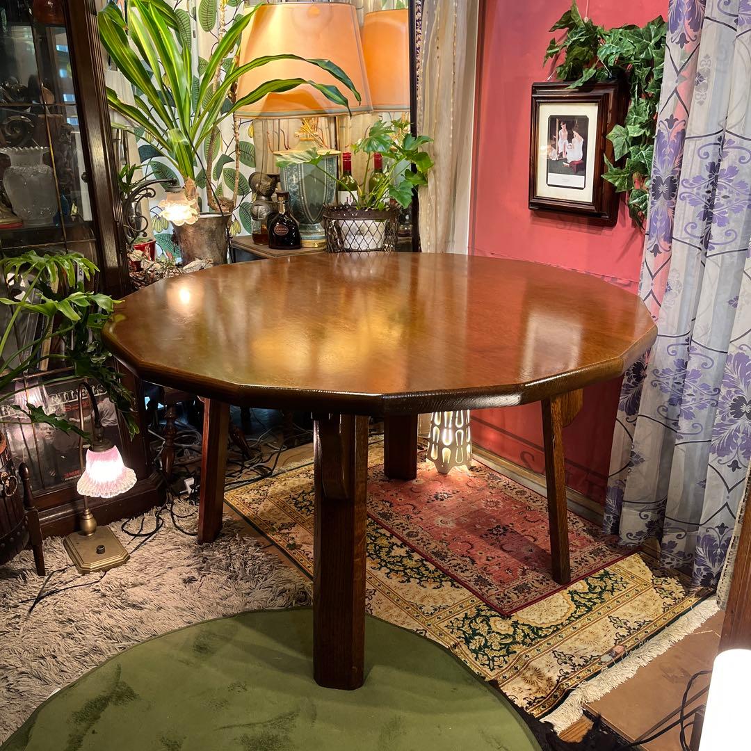 NH338ヴィンテージ オーク　１６角　ダッチカントリーダイニングテーブル