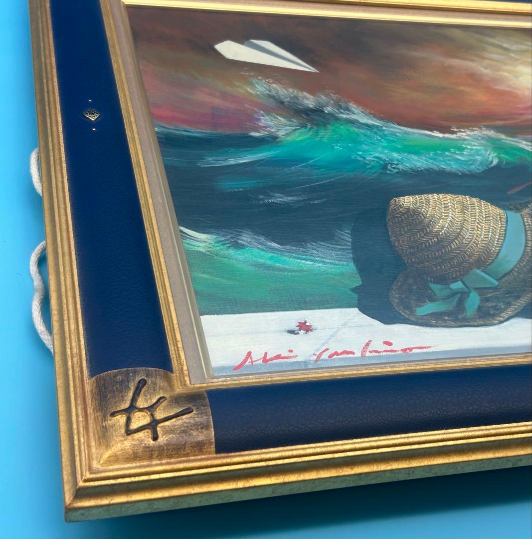 安*雄様 八代亜紀 『海への想い（静）』 油彩画 直筆サイン入り ミリオンアート