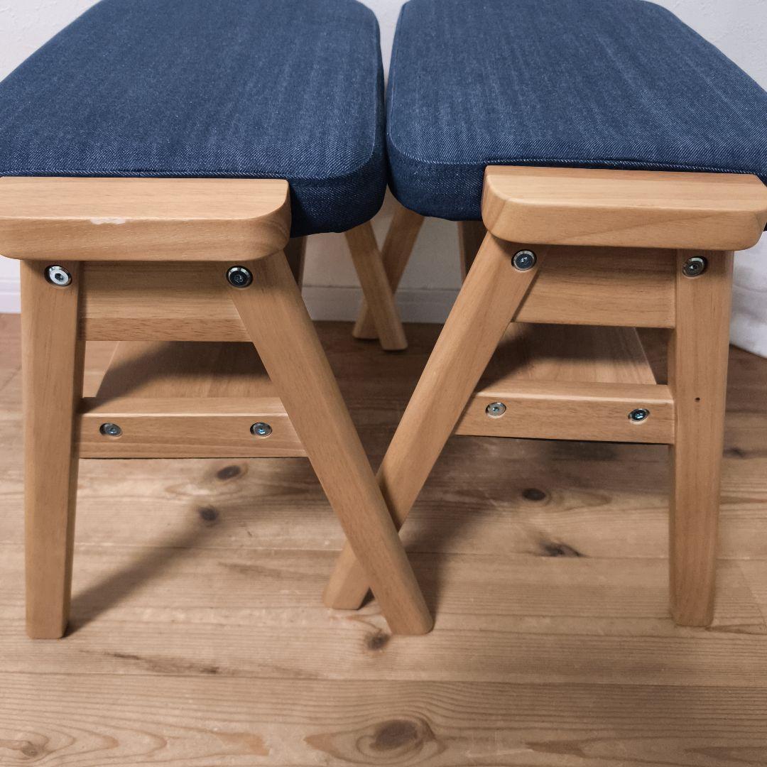 残反をつかったスタッキングスツール デニムネイビー2個セット　無印良品