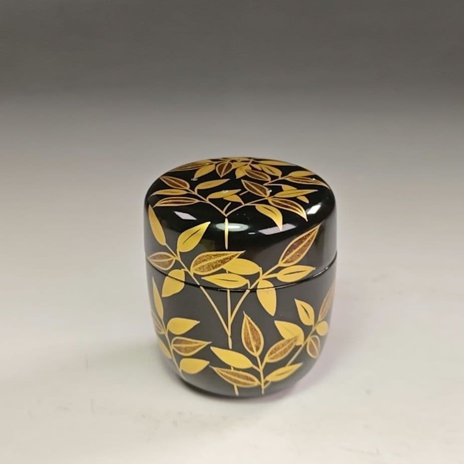 ウ209 棗『蒔絵師　宮田宗景』『利休好写　笹巻絵　中棗　共箱』茶道具　茶器