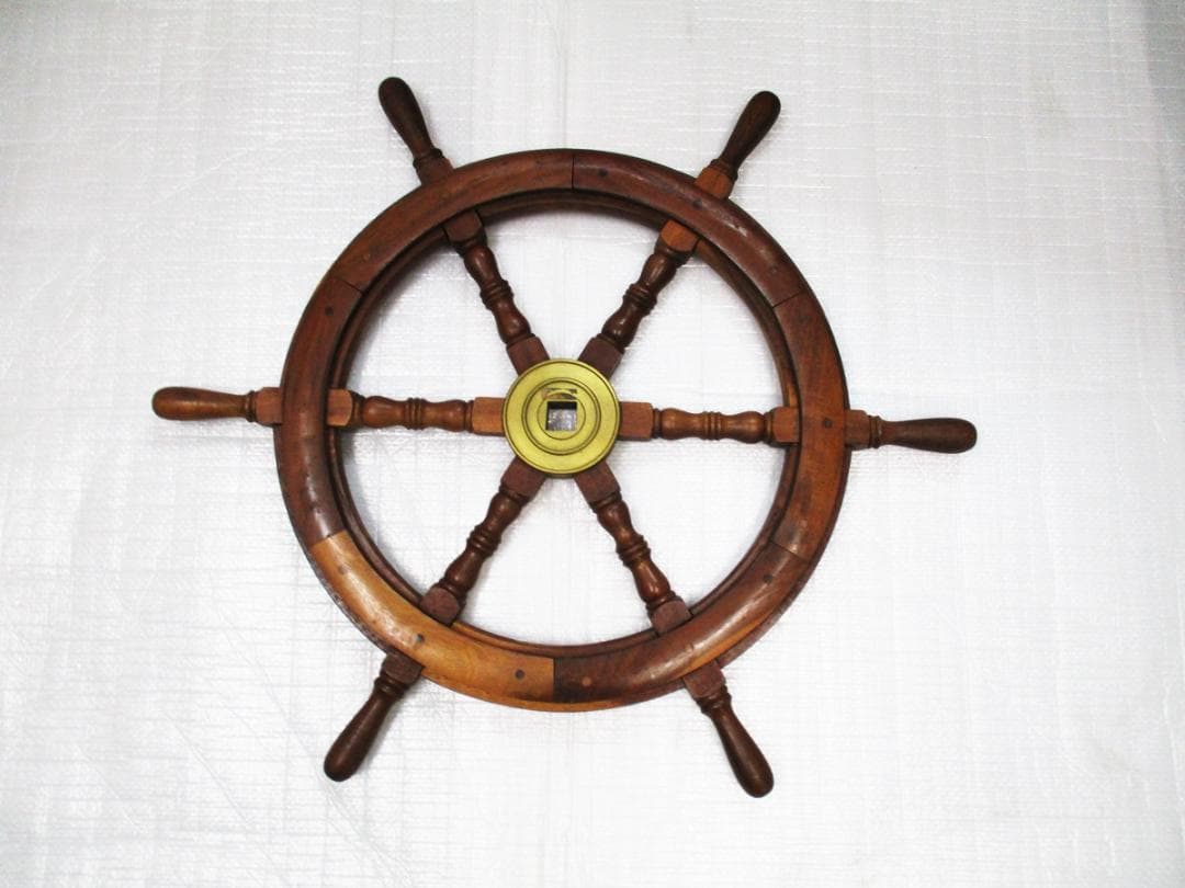 船舶木製バンドル　操舵輪 インテリア オブジェ