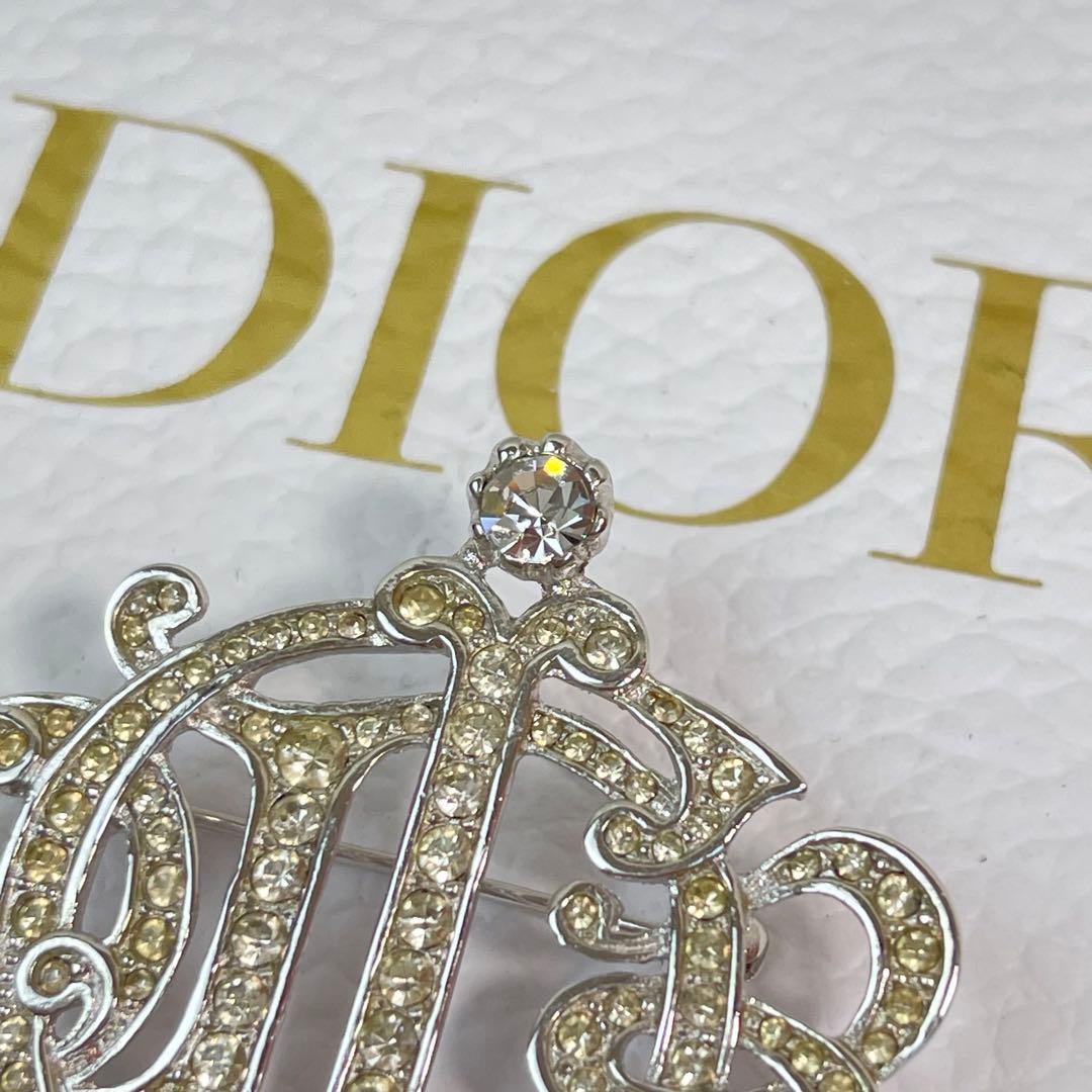 美品✨ディオールDIOR 旧ロゴ　エンブレム　ブローチ　ラインストーン