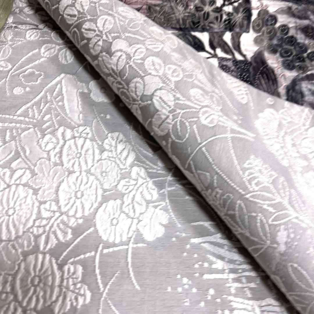 正絹　西陣織【渡文】全通袋帯《纐纈　花　鳥》