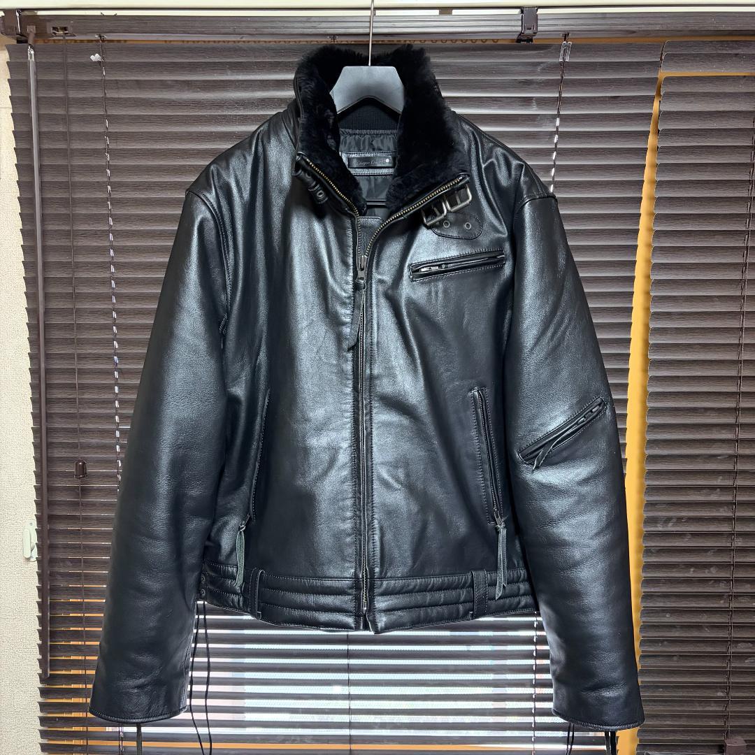 Liugoo Leathers ボアハイネックシングルライダースジャケット